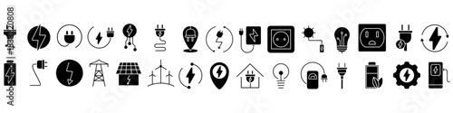 Electricity icon vector set. Energy illustration sign collection. Electric current symbol. power Logo. 