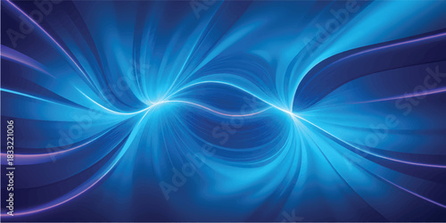 Abstract blue background with flowing light waves and digital energy lines creating a futuristic glowing curve design pattern
