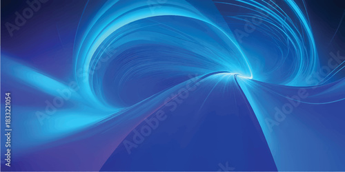 Bright blue abstract wave design with glowing lines and flowing motion pattern backdrop