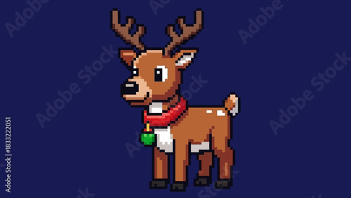 Retro reindeer pixel art brings holiday cheer with this cute and charming design, perfect for festive projects and nostalgic themes this season
