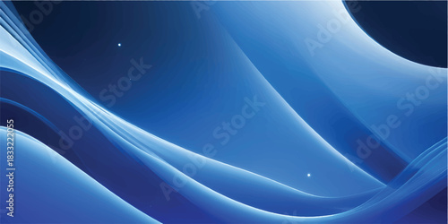 Abstract blue wave design with a soft, flowing curve pattern and futuristic light texture illustration
