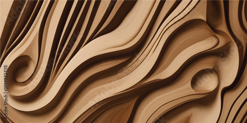 Golden brown wood texture with a soft silk wave pattern for a chocolate material backdrop