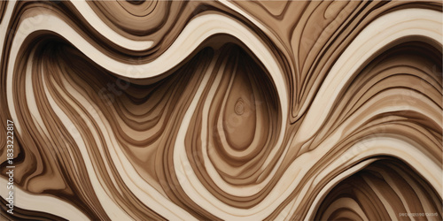 Abstract brown wood texture with a delicious swirl of dark chocolate and creamy milk dessert pattern