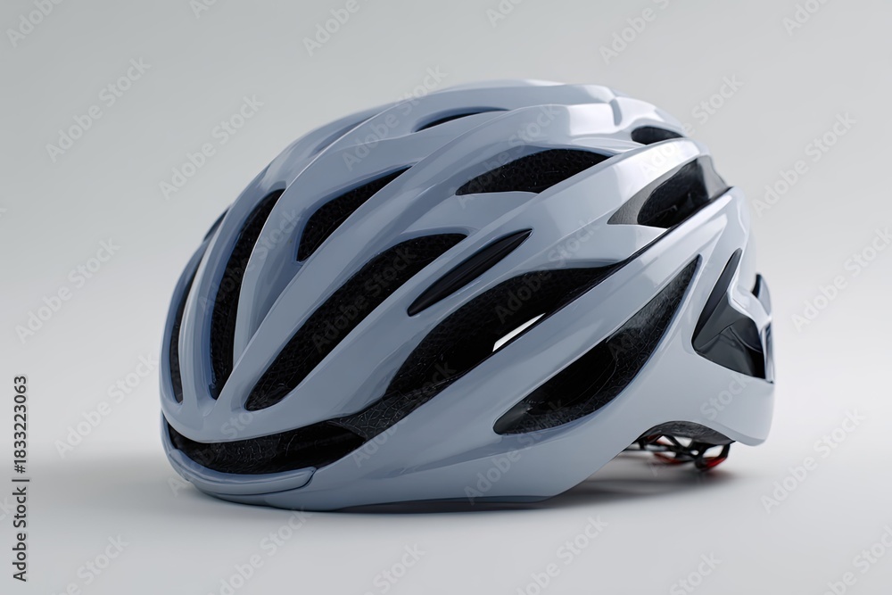 Fototapeta premium Light-gray bicycle helmet, angled view