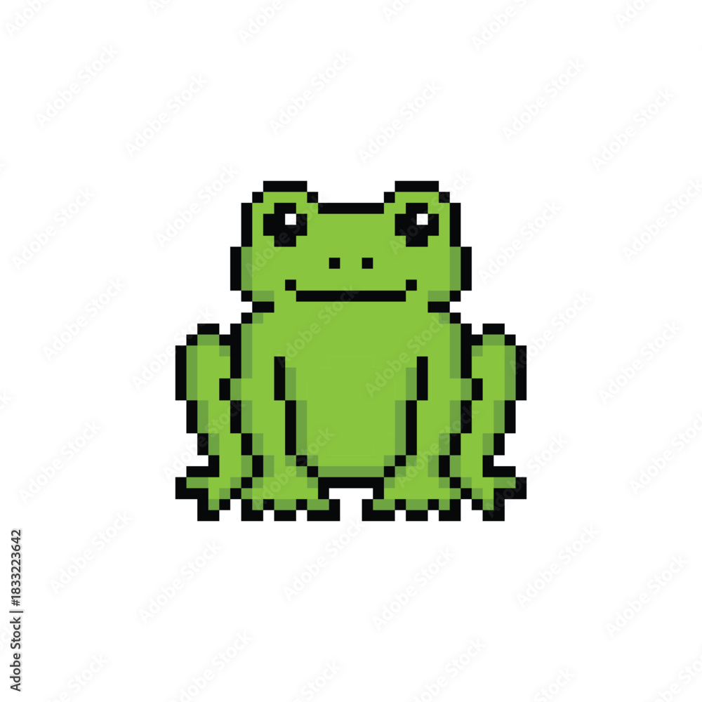 Obraz premium pixel art frog 8 bit vector icon for computer game logo