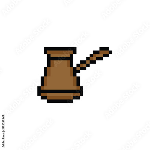 pixel art cezve   8 bit vector icon for computer game logo	