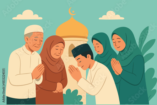 Illustration of forgiveness as a tradition on Eid al-Fitr.eps