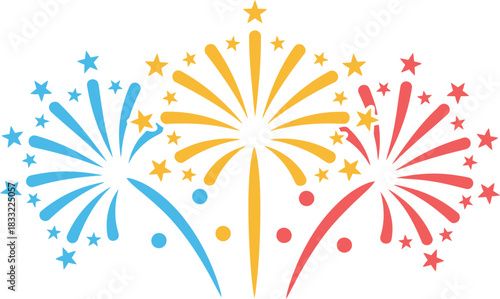 Colorful fireworks explode in night sky during celebration, creating vibrant display of light and joy for festive occasion.