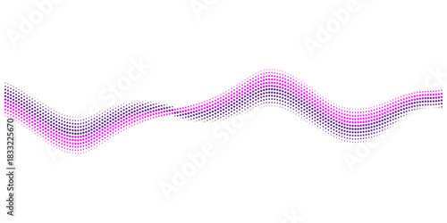 Abstract Sinusoidal Waveform Audio or Data Visualization with Halftone Dot and Spiky Line Patterns