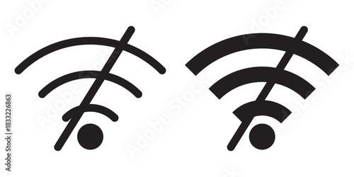 Wifi and wireless problem icon or no wifi icon set. wifi signal with a prohibition symbol. representing no internet connection. wireless problem icon or no wifi icon set