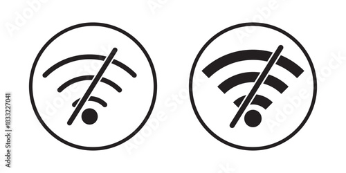 Wifi and wireless problem icon or no wifi icon set. wifi signal with a prohibition symbol. representing no internet connection. wireless problem icon or no wifi icon set