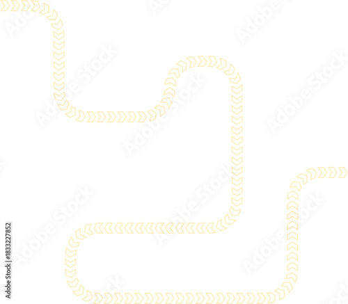 Chevron chain constructs a motion arrow with flowing contours indicating a continuous directional trail.