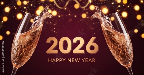 2026 New Year Celebration With Champagne & Golden Lights