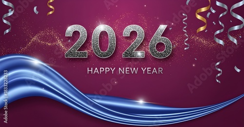 Happy New Year 2026 Glitter Celebration Background