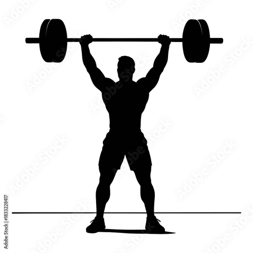 Dynamic illustration of a muscular man performing a strength training exercise suitable for fitness gym or sports related graphic design projects