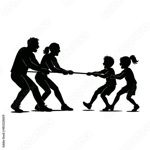 Warm family portrait illustration of parents and their son capturing a loving moment of connection and togetherness rendered in vibrant colors and clean vector lines for versatile design applications