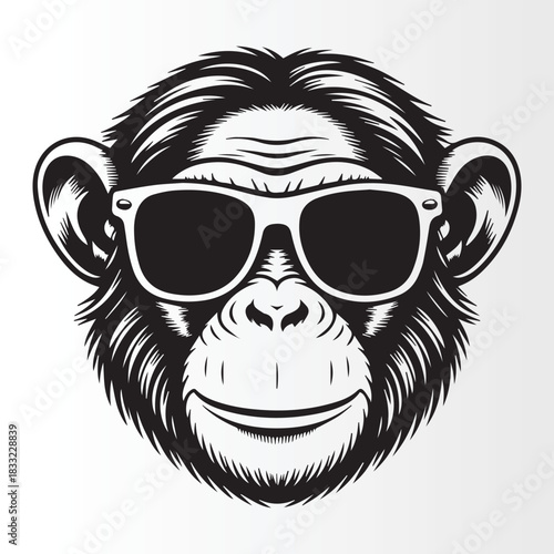 Cool monkey wearing sunglasses, a playful and stylish illustration for your designs	