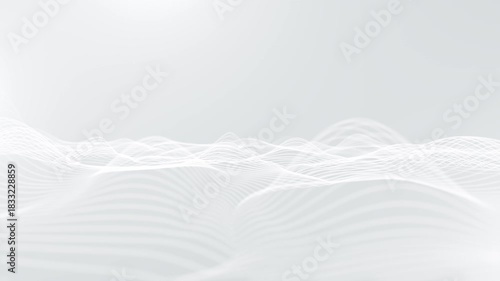 Abstract 3D white smooth wavy lines gently flowing – Seamless 4K loop background