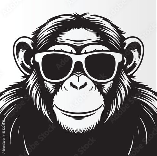 Cool monkey wearing sunglasses, a playful and stylish illustration for your designs	