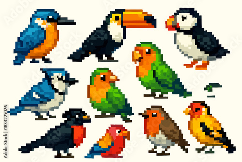 Pixel Birds Icon Set — Cute Colorful Bird Collection