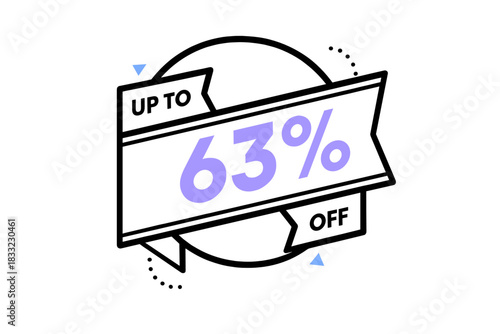 Sixty-three percent off sale promotion banner design element for retail marketing
