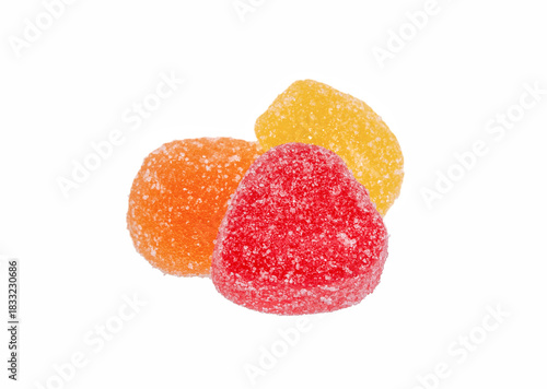  Jelly candy or marmalade candy on white. Assorted  jelly.