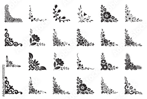 Collection of ornamental floral corner accents
