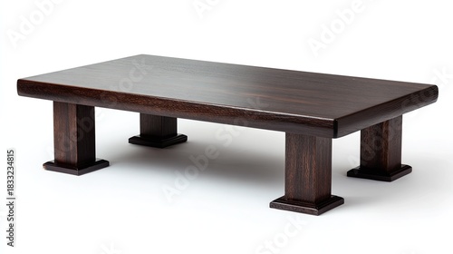 Dark wood coffee table, simple, low profile