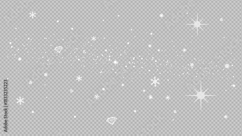 Glowing Christmas Stardust Background. Magic Light Effect with Falling Snow Particles.