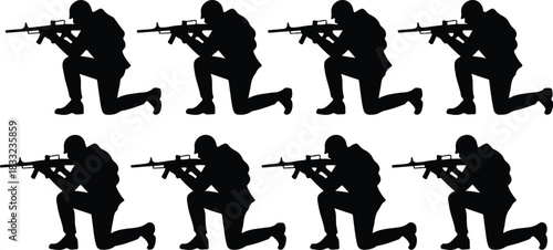 Silhouette of Soldiers in Combat Stance