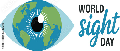 World Sight Day awareness eye logo with globe design, promoting global vision care, eye health, medical charity support and prevention