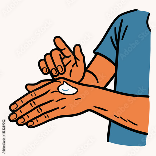 Moisturizing cream on fingertips