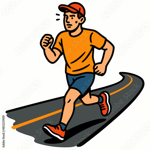 Man jogging on empty road