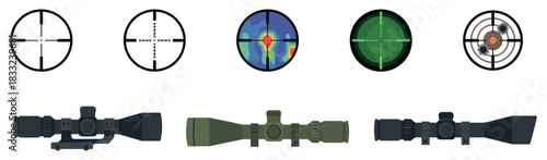 Target aim icons set. Sniper scope. Sniper target aim shoot icon collection. Vector Illustration. EPS 10