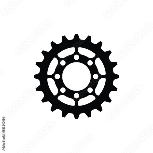Black bicycle chainring with circular holes gear bike