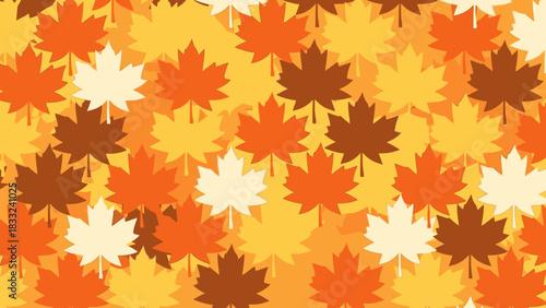 A repeating pattern of stylized maple leaves in autumn colors, creating a vibrant background.