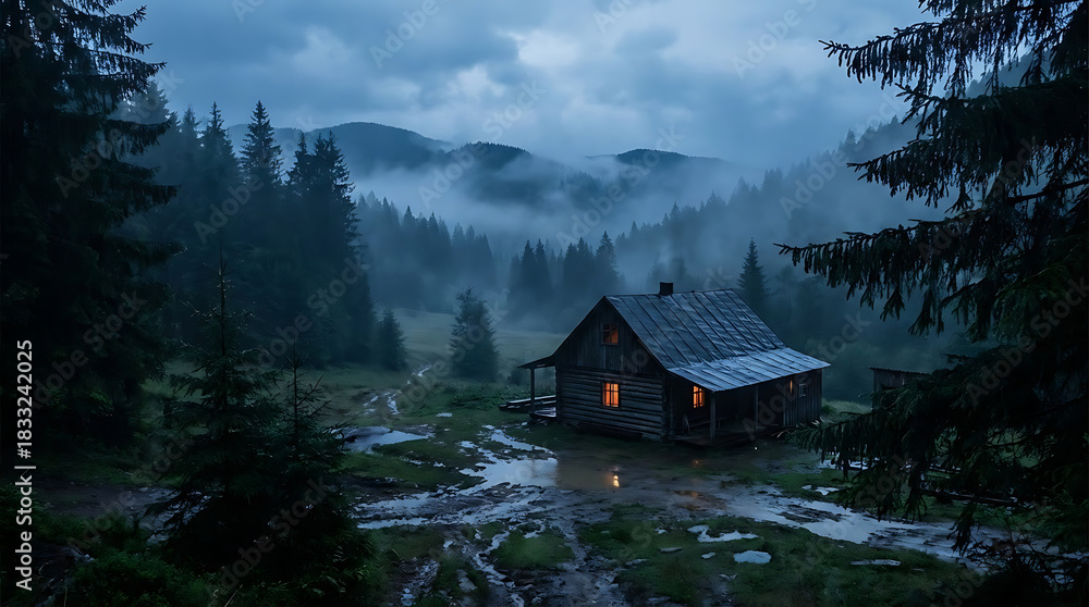 Fototapeta premium house on the mountain