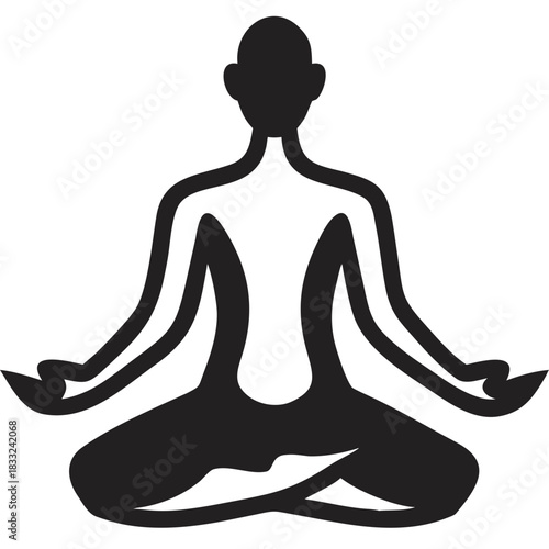 Illustration of a person in a lotus position meditating with hands in a mudra gesture for relaxation