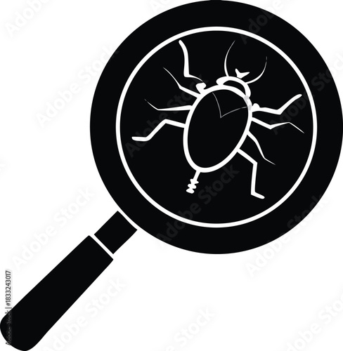 Magnifying Glass Inspecting Beetle Insect Detail Vector