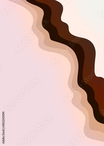 Arte abstrata minimalista em tons terrosos e rosê, com ondas orgânicas suaves ideais para impressão de quadros decorativos modernos e ambientes sofisticados.