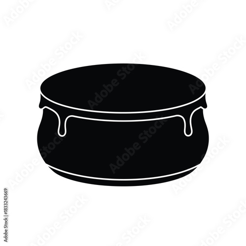 Black cauldron silhouette with bubbling liquid vector