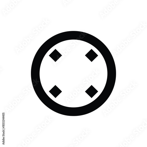 Black circle with four diamond shapes inside white