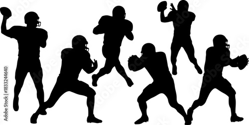 American Football Player Silhouette Bundle