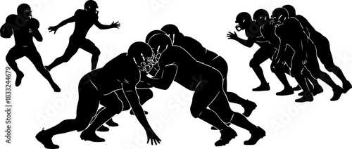 American Football Player Silhouette Bundle