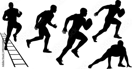 American Football Player Silhouette Bundle