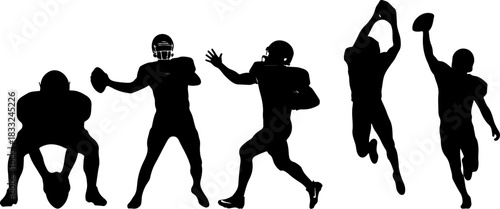 American Football Player Silhouette Bundle