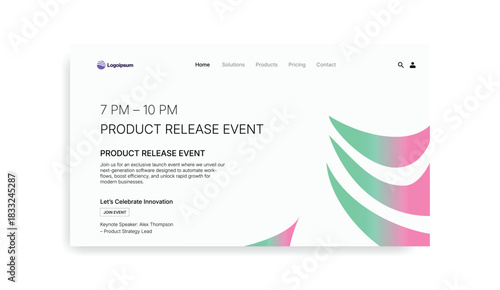 Product Release Event Website 7 10 PM Innovation Celebration Software Launch Business Efficiency Digital Marketing