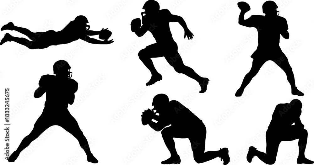 Fototapeta premium American Football Player Silhouette Bundle