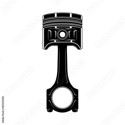Detailed Illustration of a Car Engine Piston and Connecting Rod.