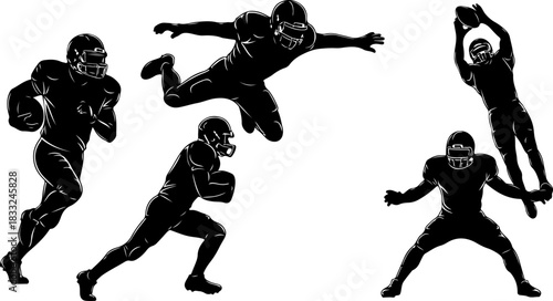American Football Player Silhouette Bundle